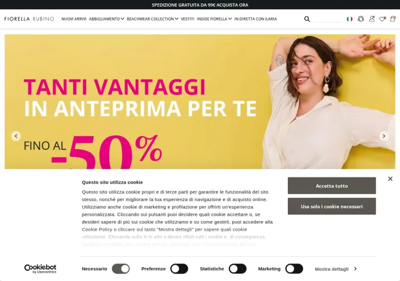 Schermata della pagina offerta di Fiorella Rubino