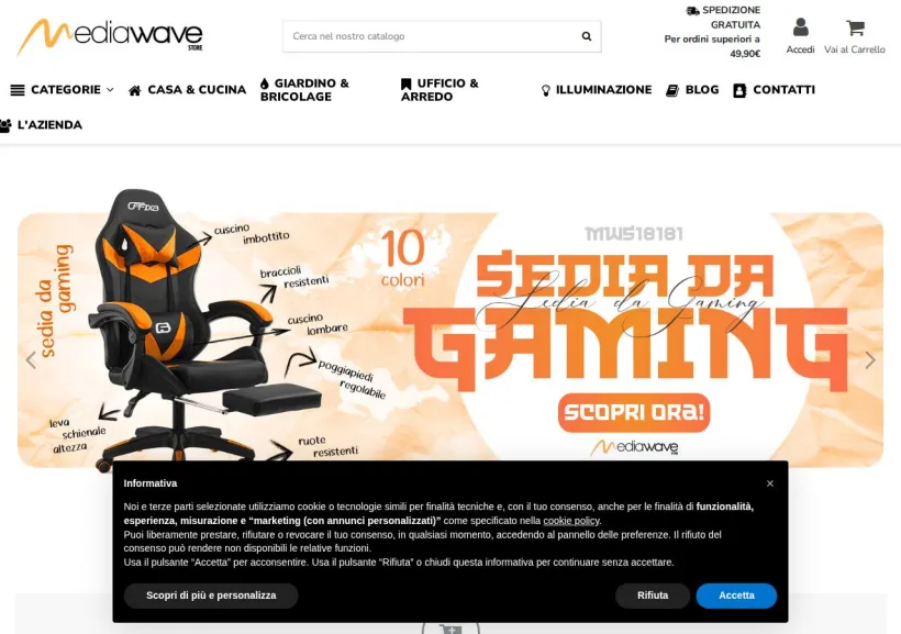 Schermata della pagina offerta di Mediawavestore