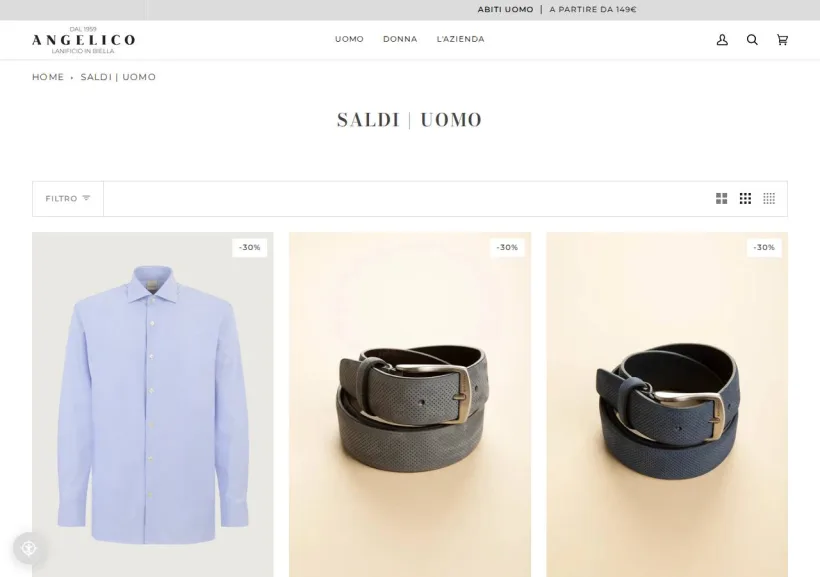 Schermata della pagina offerta di Angelico