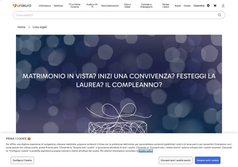 Schermata della pagina offerta di Unieuro