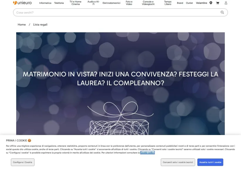 Schermata della pagina offerta di Unieuro