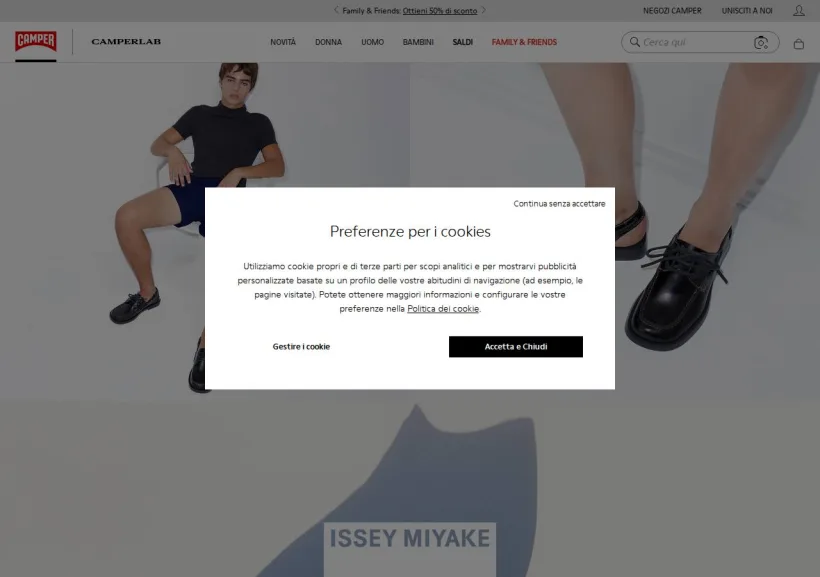 Schermata della pagina offerta di Camper
