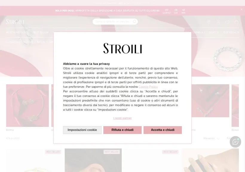 Schermata della pagina offerta di Stroili Oro