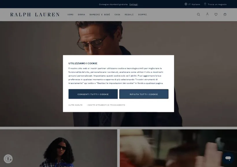Schermata della pagina offerta di Ralph Lauren