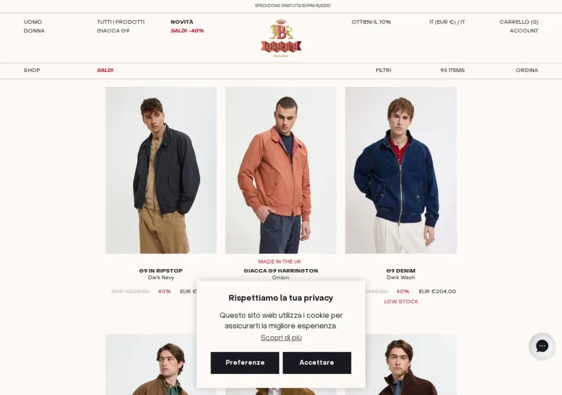 Schermata della pagina offerta di Baracuta