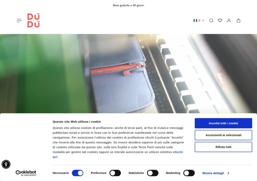 Schermata della pagina offerta di DuDuBags