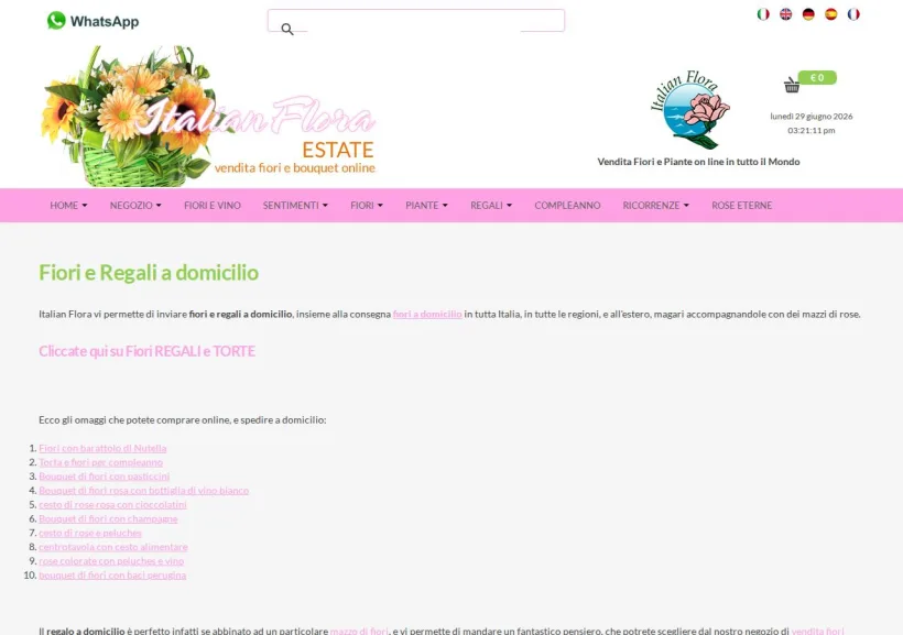 Schermata della pagina offerta di Italian Flora