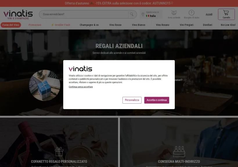 Schermata della pagina offerta di Vinatis