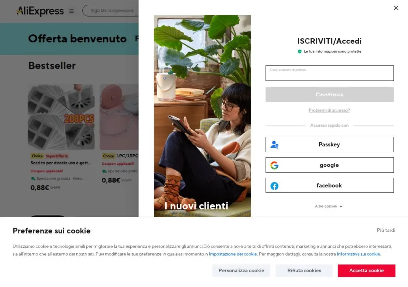 Schermata della pagina offerta di AliExpress