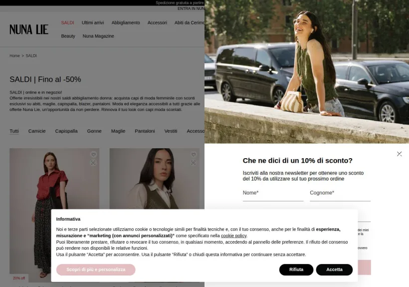 Schermata della pagina offerta di Nuna Lie