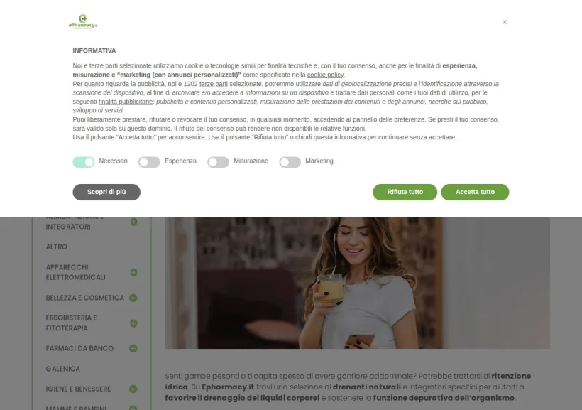 Schermata della pagina offerta di ePharmacy