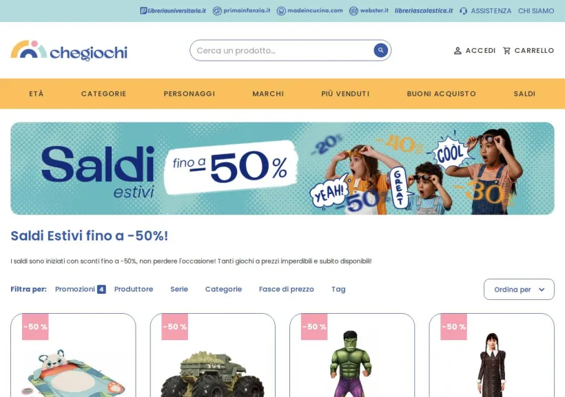 Schermata della pagina offerta di Che Giochi
