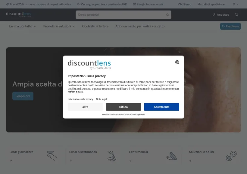 Schermata della pagina offerta di Discountlens