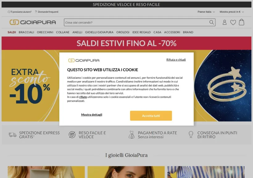Schermata della pagina offerta di GioiaPura