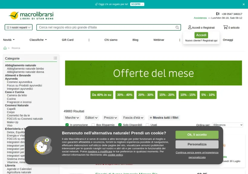 Schermata della pagina offerta di Macrolibrarsi