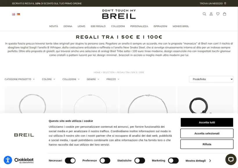 Schermata della pagina offerta di Breil