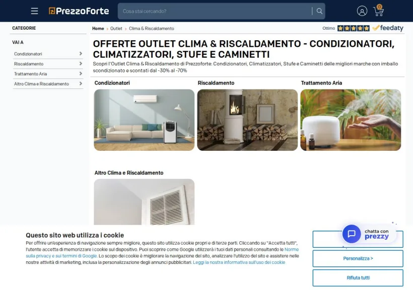 Schermata della pagina offerta di PrezzoForte