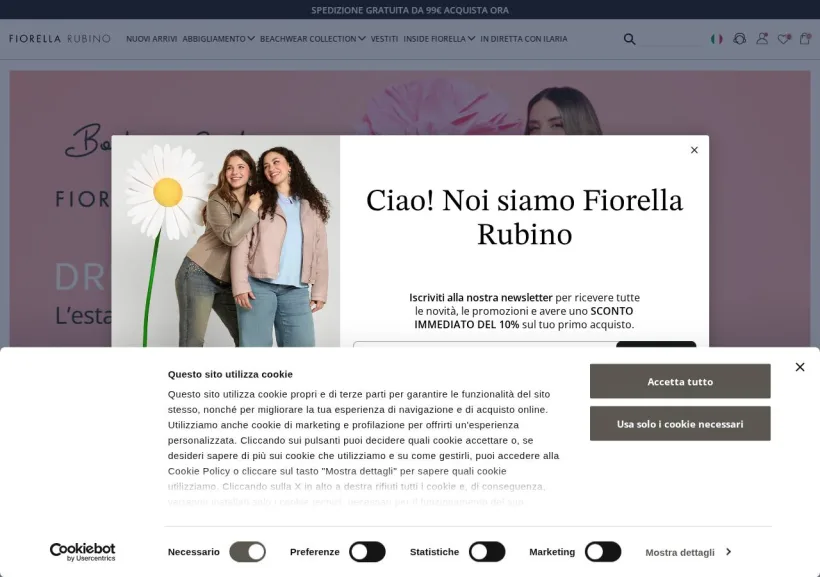 Schermata della pagina offerta di Fiorella Rubino