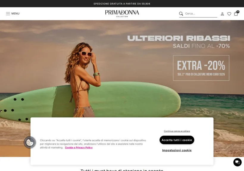 Schermata della pagina offerta di Primadonna 