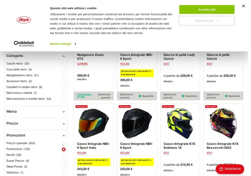 Schermata della pagina offerta di Bep's