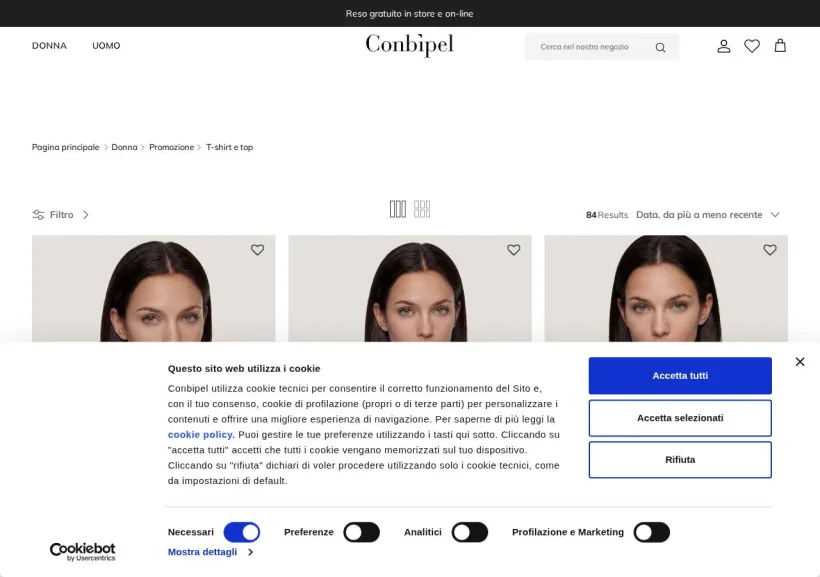 Schermata della pagina offerta di Conbipel