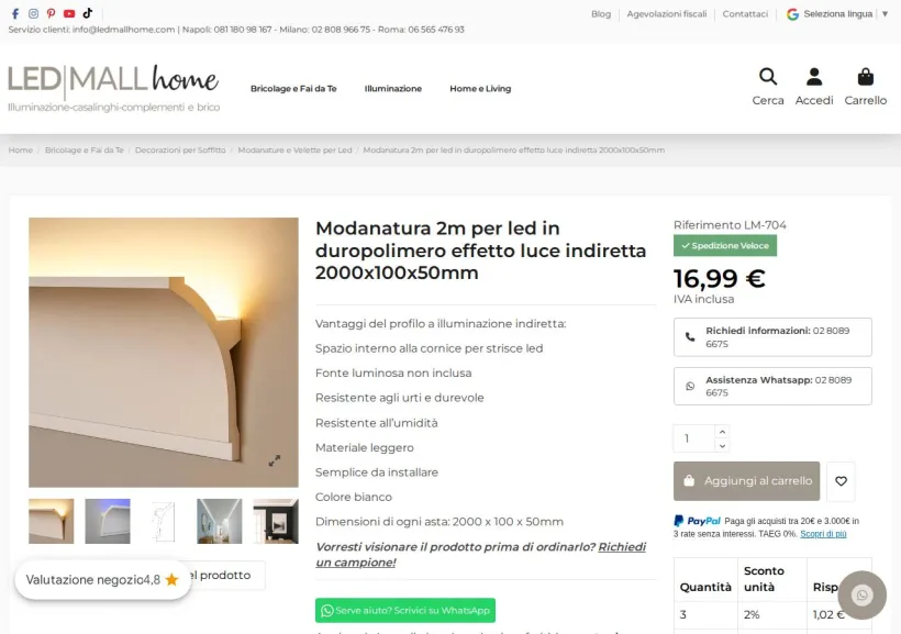 Schermata della pagina offerta di LED MALL HOME