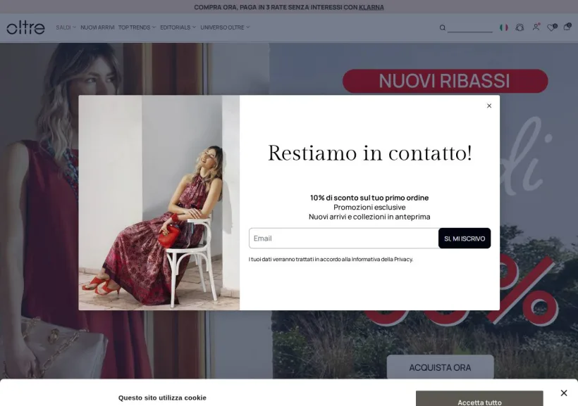 Schermata della pagina offerta di Oltre
