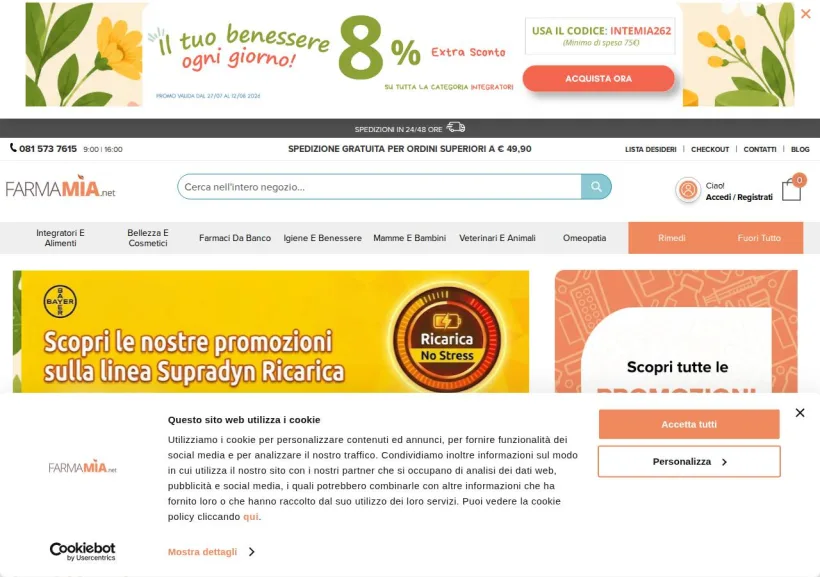 Schermata della pagina offerta di Farmamia