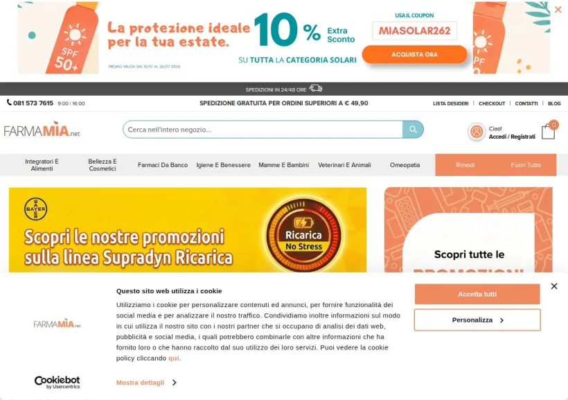 Schermata della pagina offerta di Farmamia