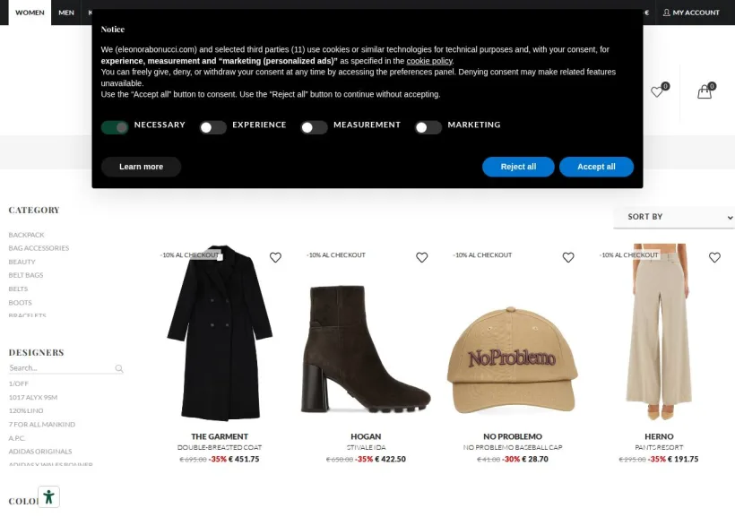 Schermata della pagina offerta di Eleonora Bonucci