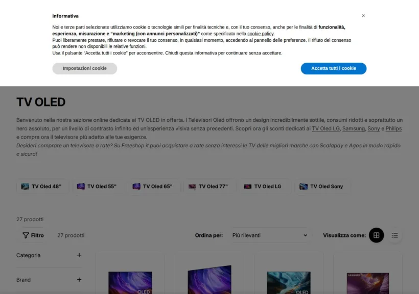 Schermata della pagina offerta di Freeshop