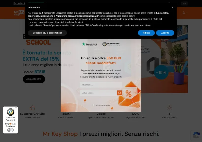 Schermata della pagina offerta di Mr. KeyShop