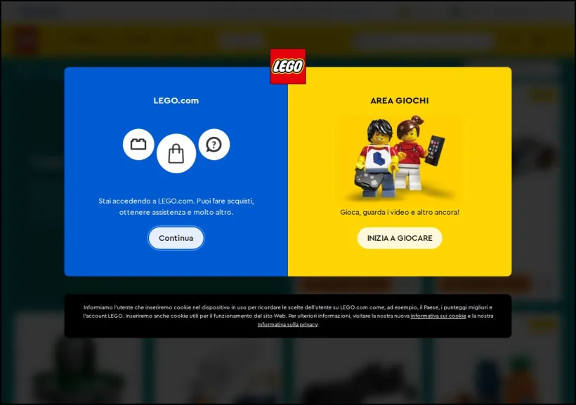 Schermata della pagina offerta di LEGO
