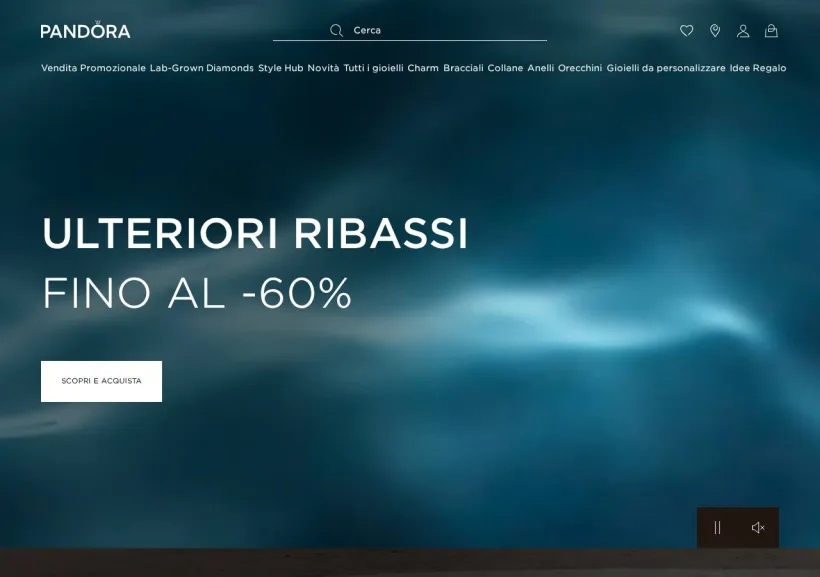 Schermata della pagina offerta di Pandora