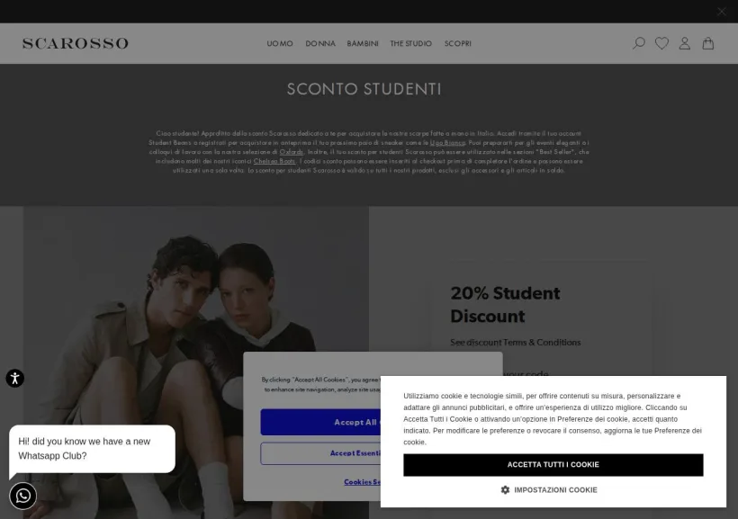 Schermata della pagina offerta di Scarosso