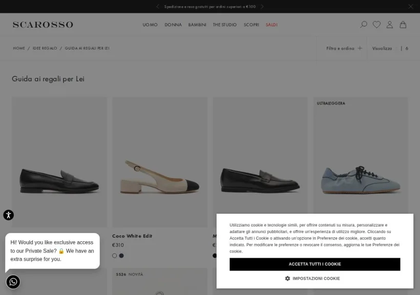 Schermata della pagina offerta di Scarosso