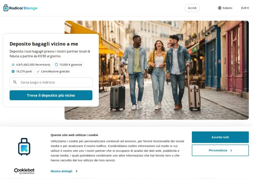 Schermata della pagina offerta di Radical Storage