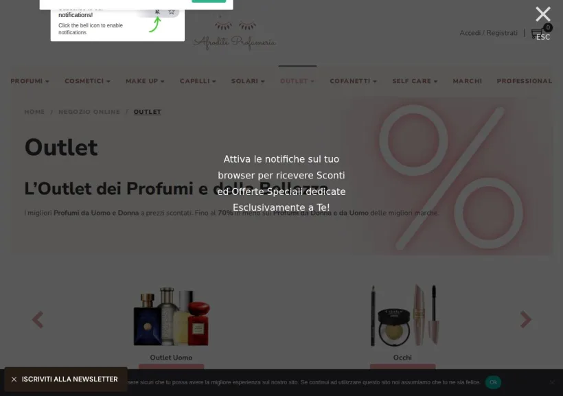 Schermata della pagina offerta di Afrodite Profumeria