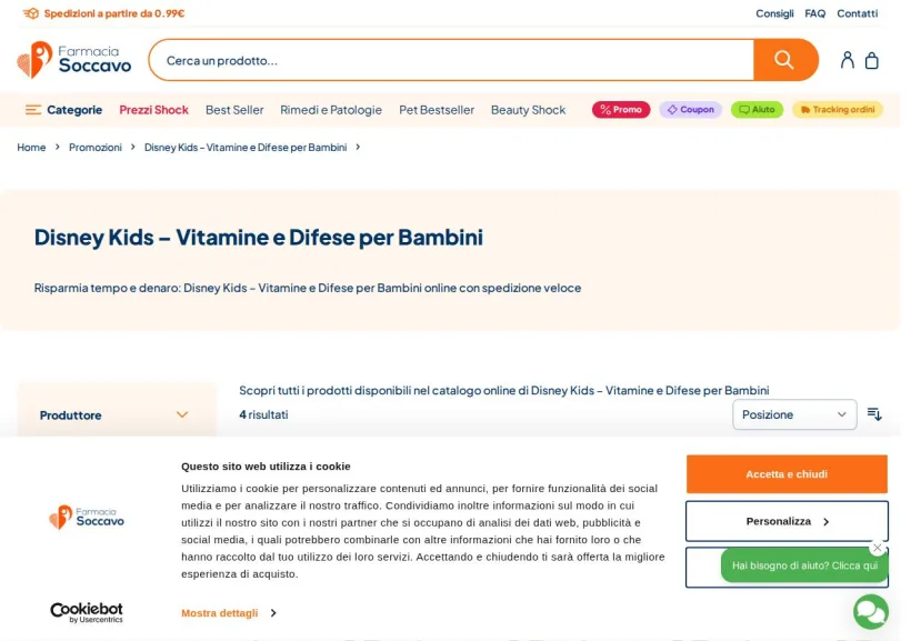 Schermata della pagina offerta di Farmacia Soccavo
