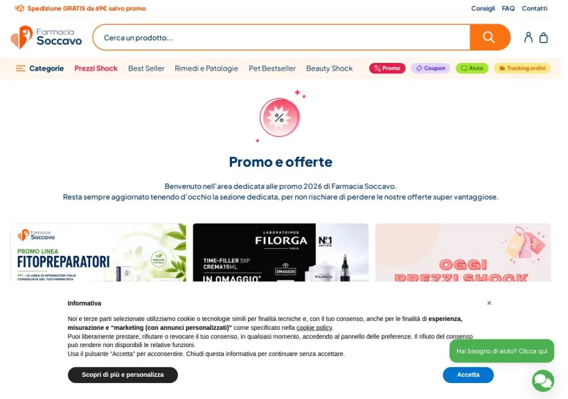 Schermata della pagina offerta di Farmacia Soccavo