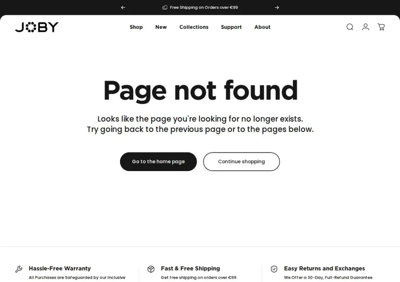 Schermata della pagina offerta di Joby