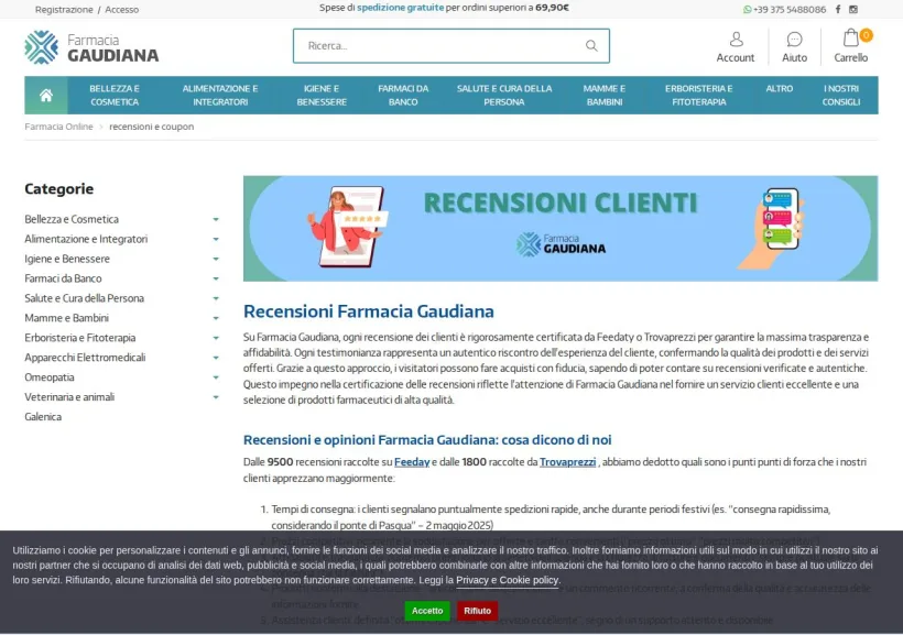 Schermata della pagina offerta di Farmacia Gaudiana 