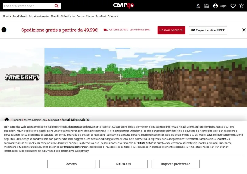 Schermata della pagina offerta di EMP Italia