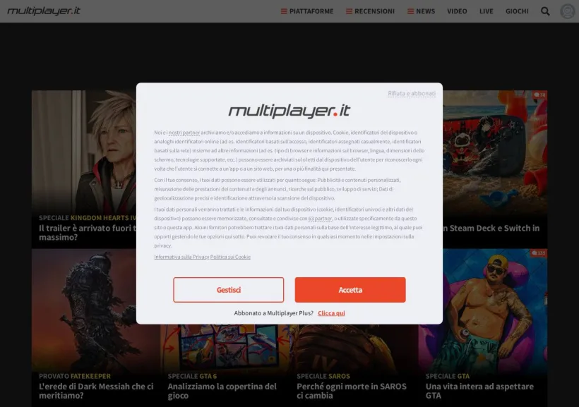 Schermata della pagina offerta di MultiPlayer