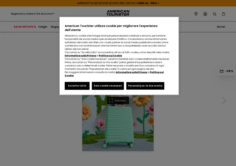 Schermata della pagina offerta di American Tourister