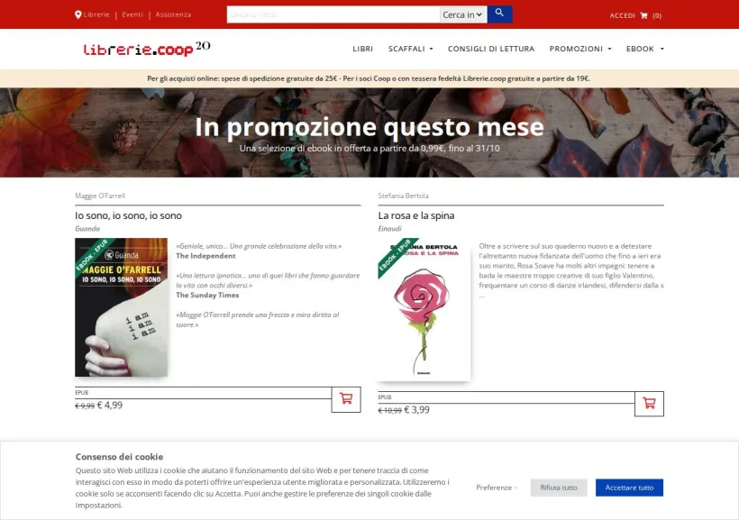 Schermata della pagina offerta di Librerie Coop