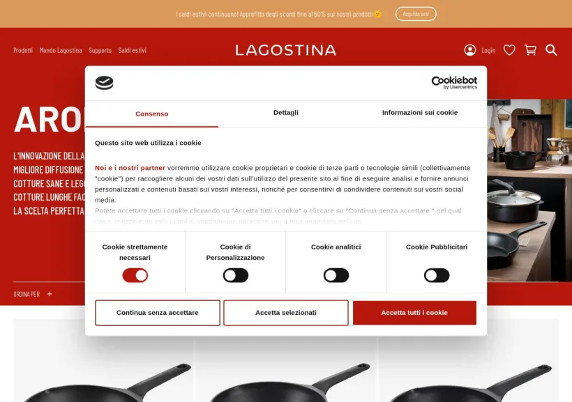 Schermata della pagina offerta di Lagostina