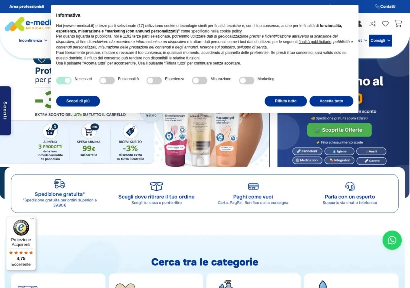 Schermata della pagina offerta di E-medical