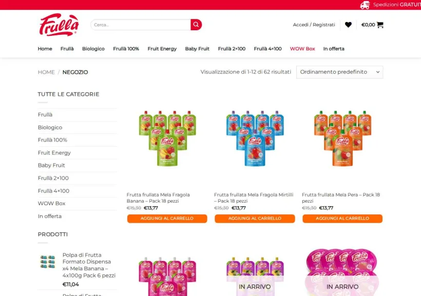 Schermata della pagina offerta di Frullà